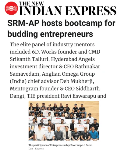SRM-AP hosts bootcamp for budding entrepreneurs with elite industry mentors